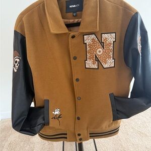 Fashion Nova Brown and Black Varsity Jacket